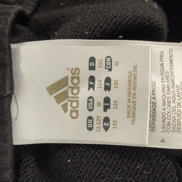 Preloved Adidas Kids Black Pants with White Stripes Size M  10/12 - Picture 4 of 4